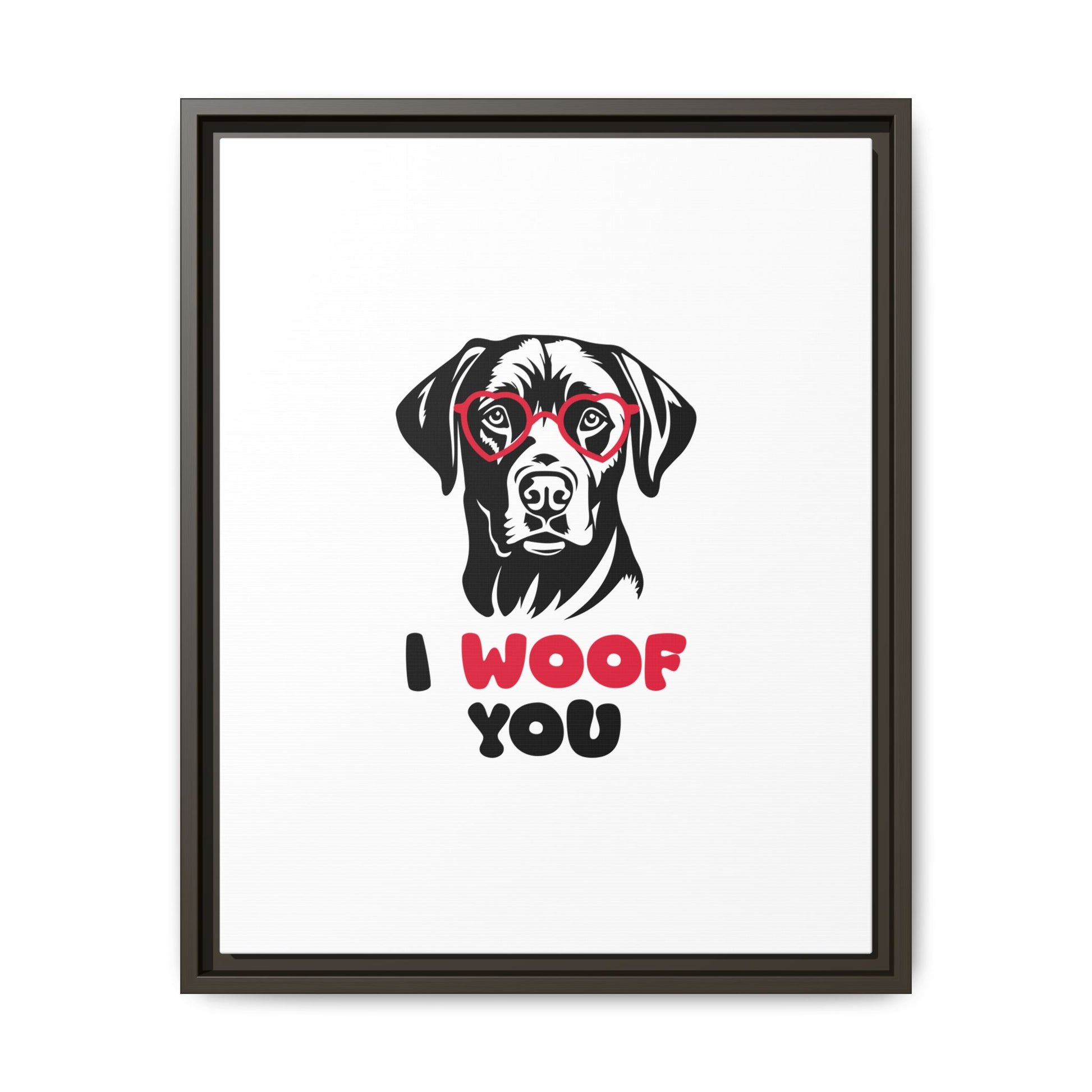 Black Lab Dog I Woof You Matte Canvas, Framed (Multi-color) - MKcreativeprints