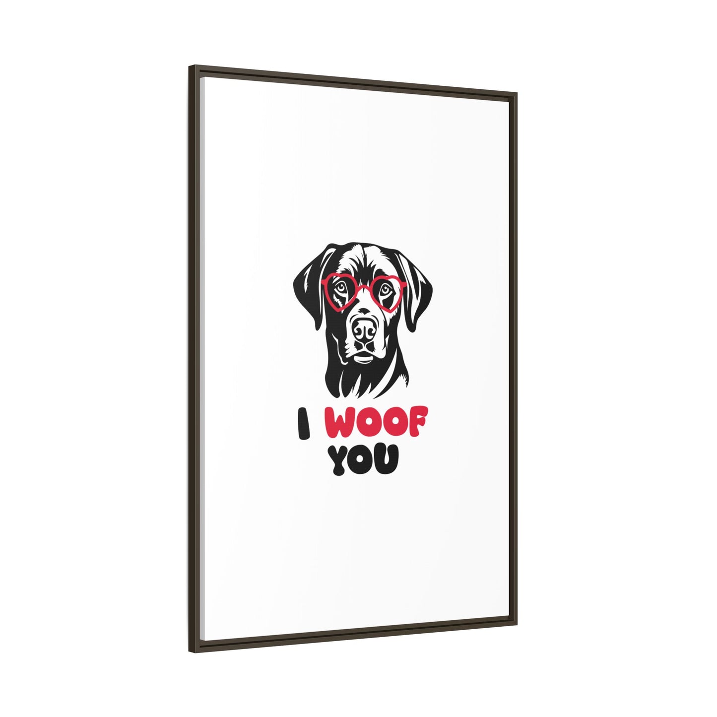 Black Lab Dog I Woof You Matte Canvas, Framed (Multi-color) - MKcreativeprints