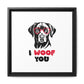 Black Lab Dog I Woof You Matte Canvas, Framed (Multi-color) - MKcreativeprints