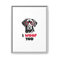 Black Lab Dog I Woof You Matte Canvas, Framed (Multi-color) - MKcreativeprints