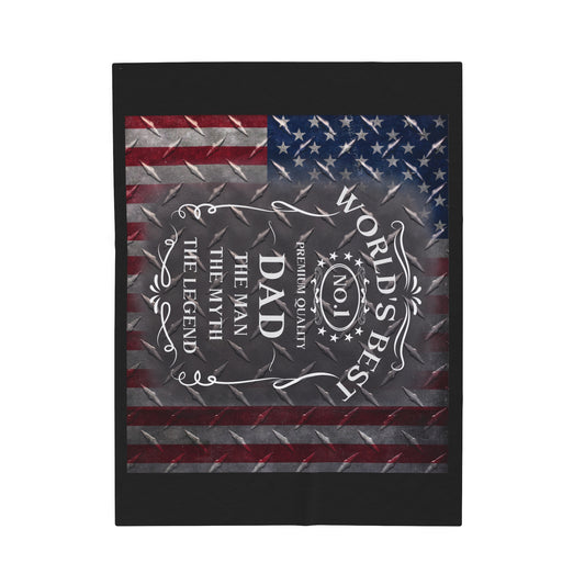 Worlds BEST DAD Whiskey Velveteen Plush Blanket - MKcreativeprints