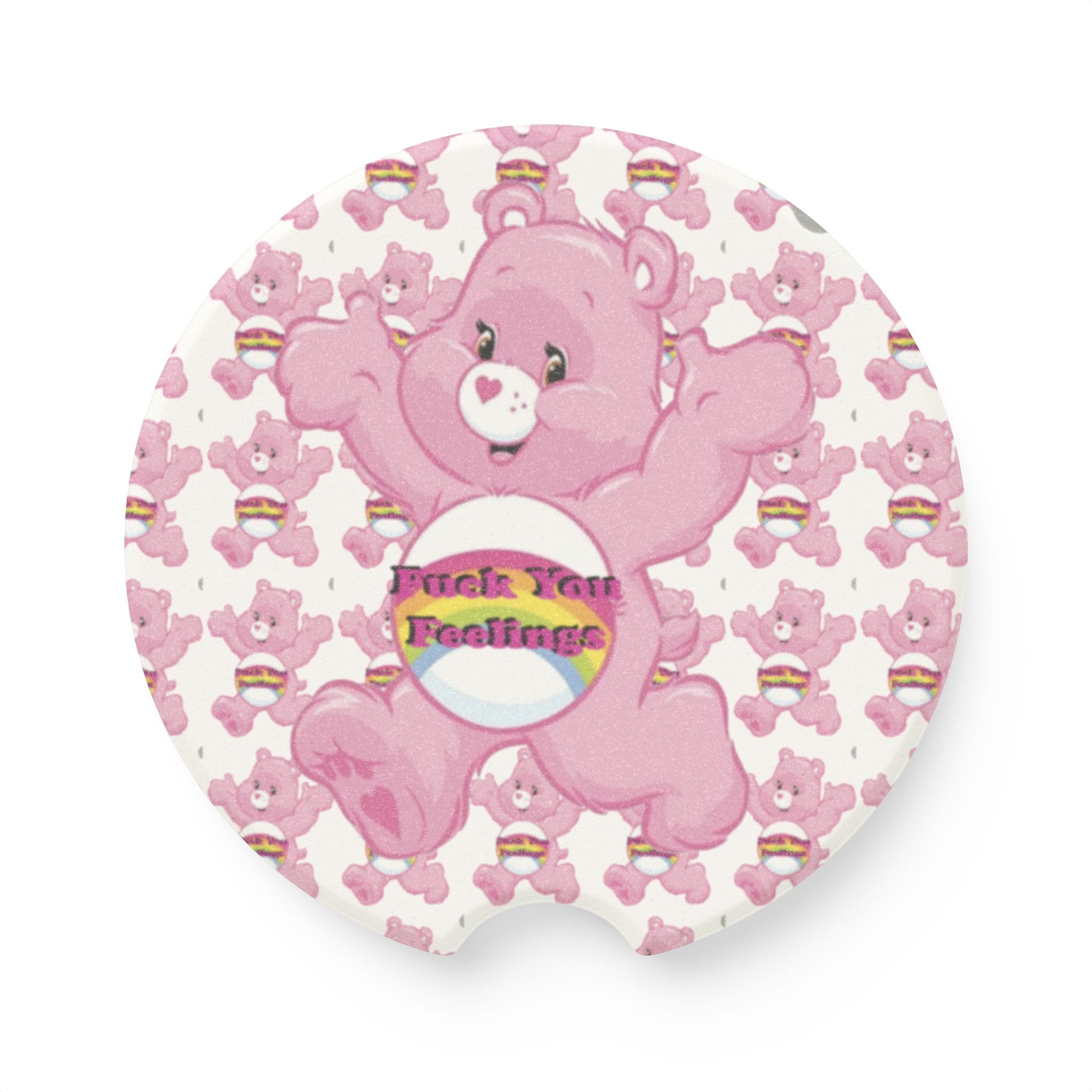 F You Feelings Curse Care Bear Soapstone Car Coaster - MKcreativeprints