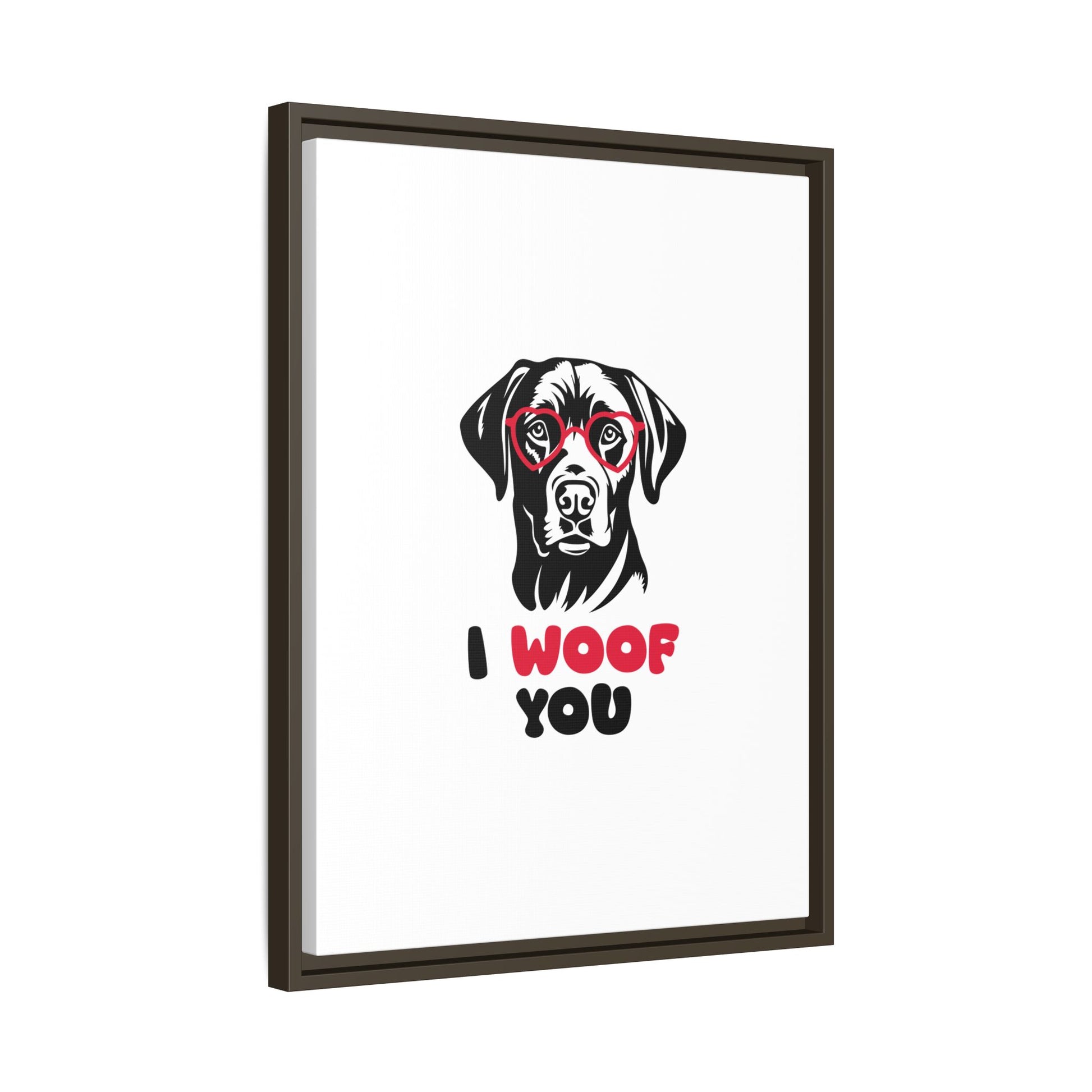 Black Lab Dog I Woof You Matte Canvas, Framed (Multi-color) - MKcreativeprints