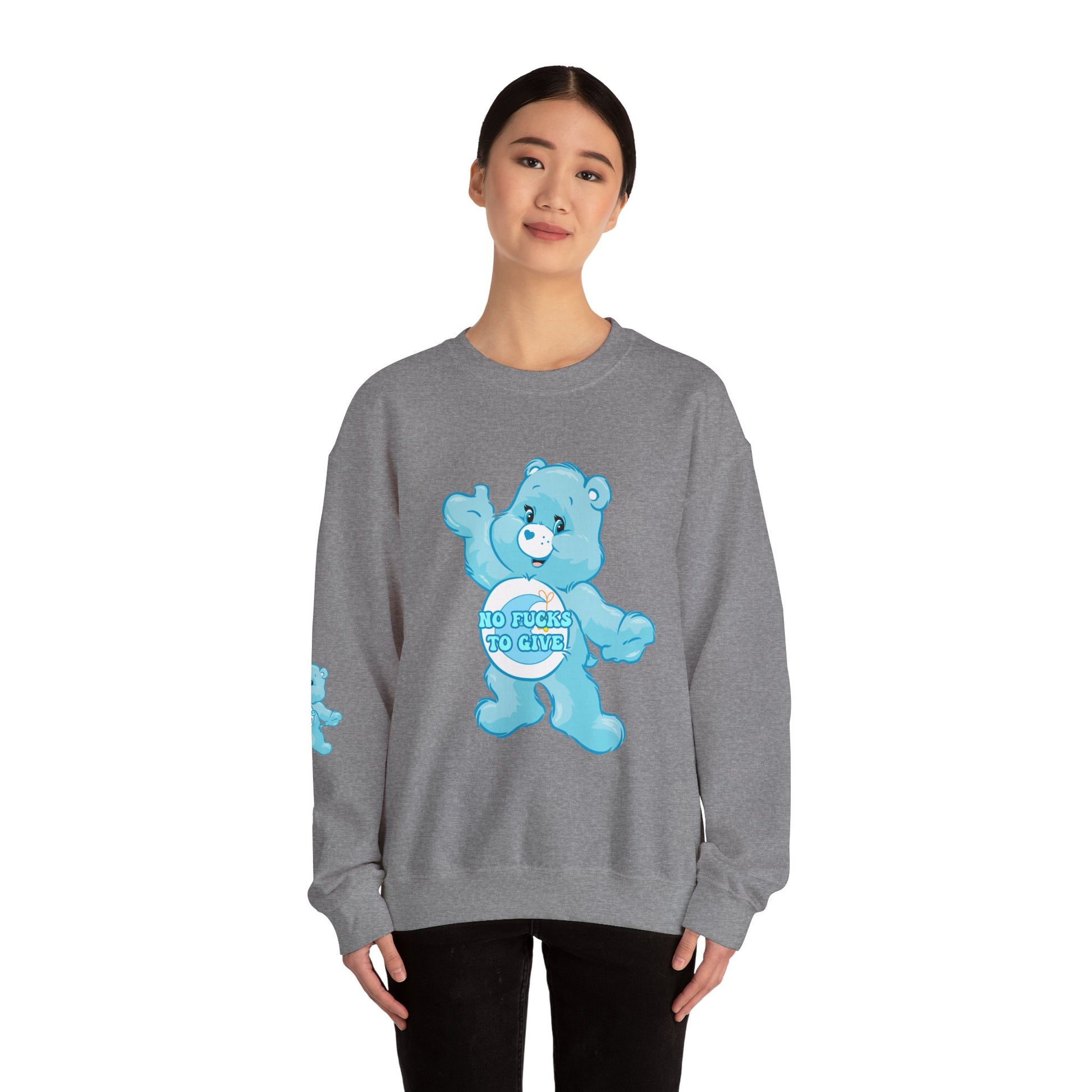 No Fucks to Give Swear Curse Care Bear Unisex Heavy Blend™ Crewneck Sweatshirt - MKcreativeprints