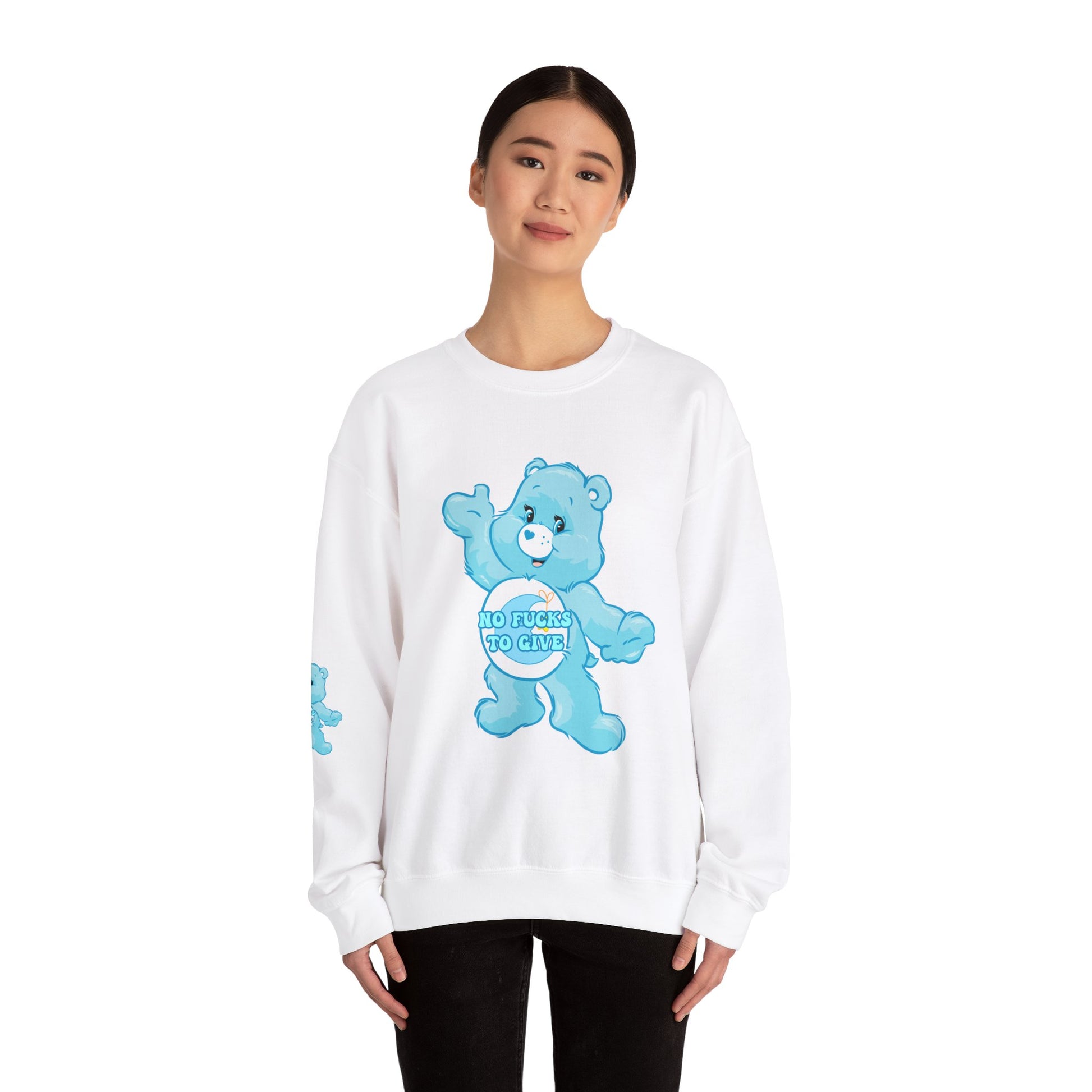 No Fucks to Give Swear Curse Care Bear Unisex Heavy Blend™ Crewneck Sweatshirt - MKcreativeprints