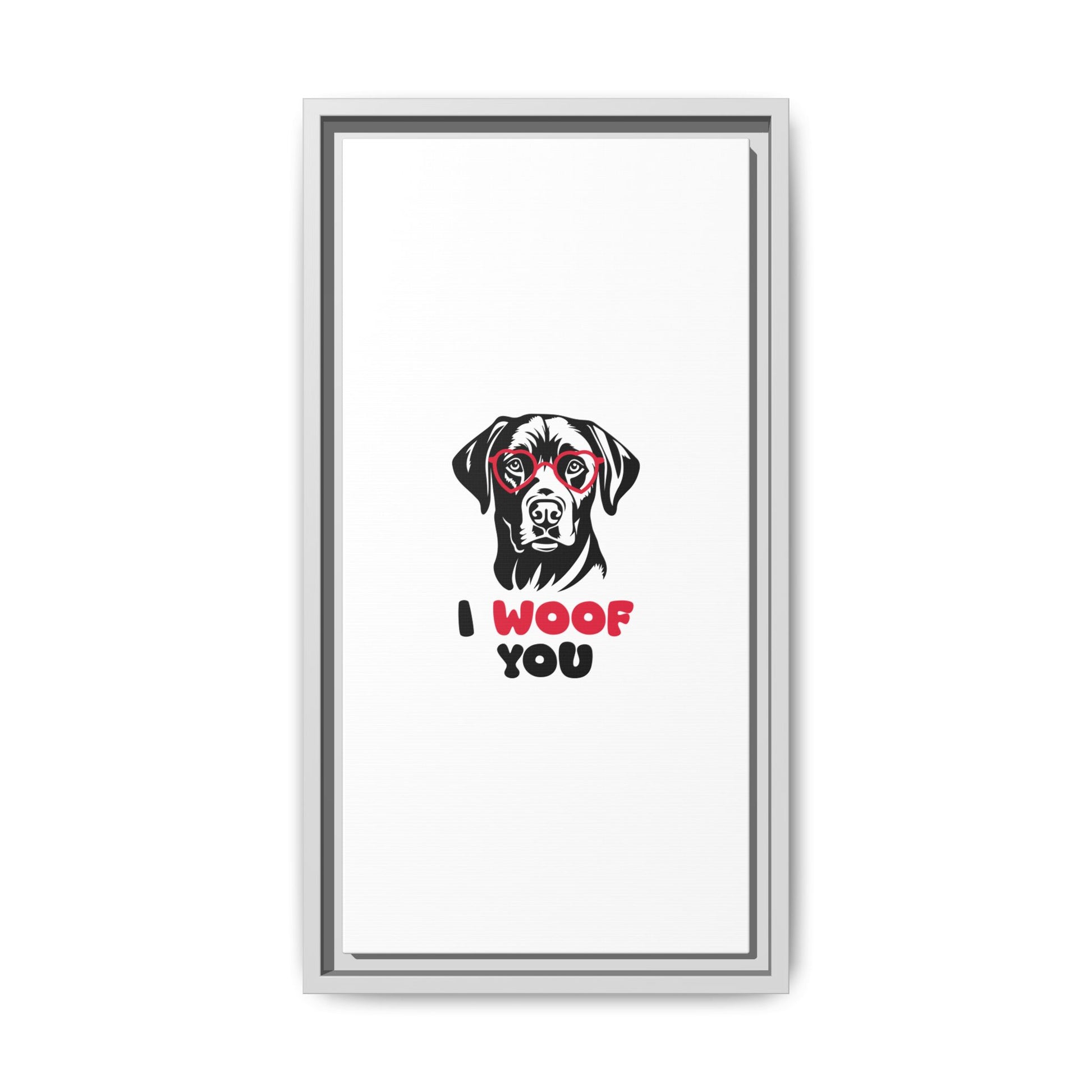 Black Lab Dog I Woof You Matte Canvas, Framed (Multi-color) - MKcreativeprints