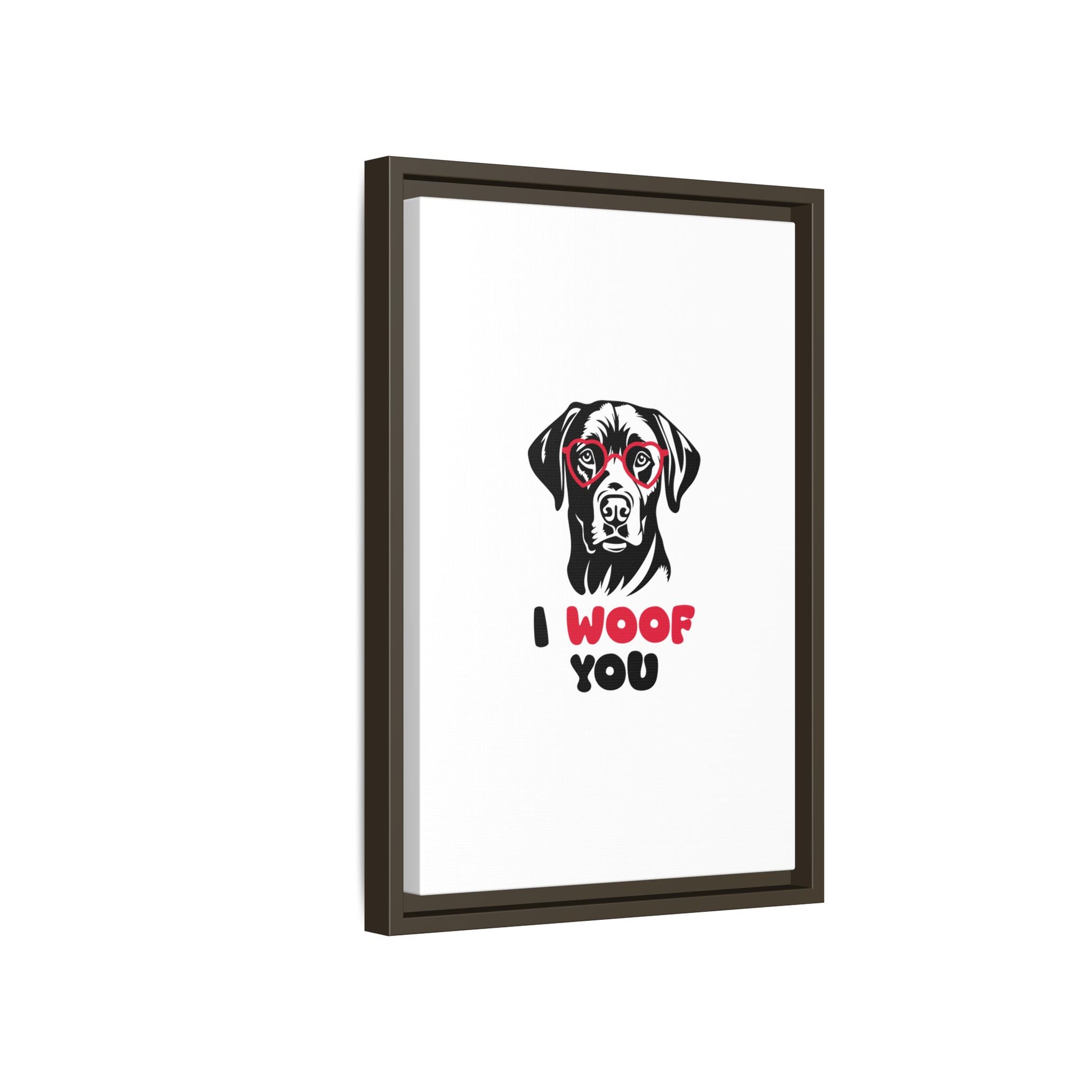 Black Lab Dog I Woof You Matte Canvas, Framed (Multi-color) - MKcreativeprints