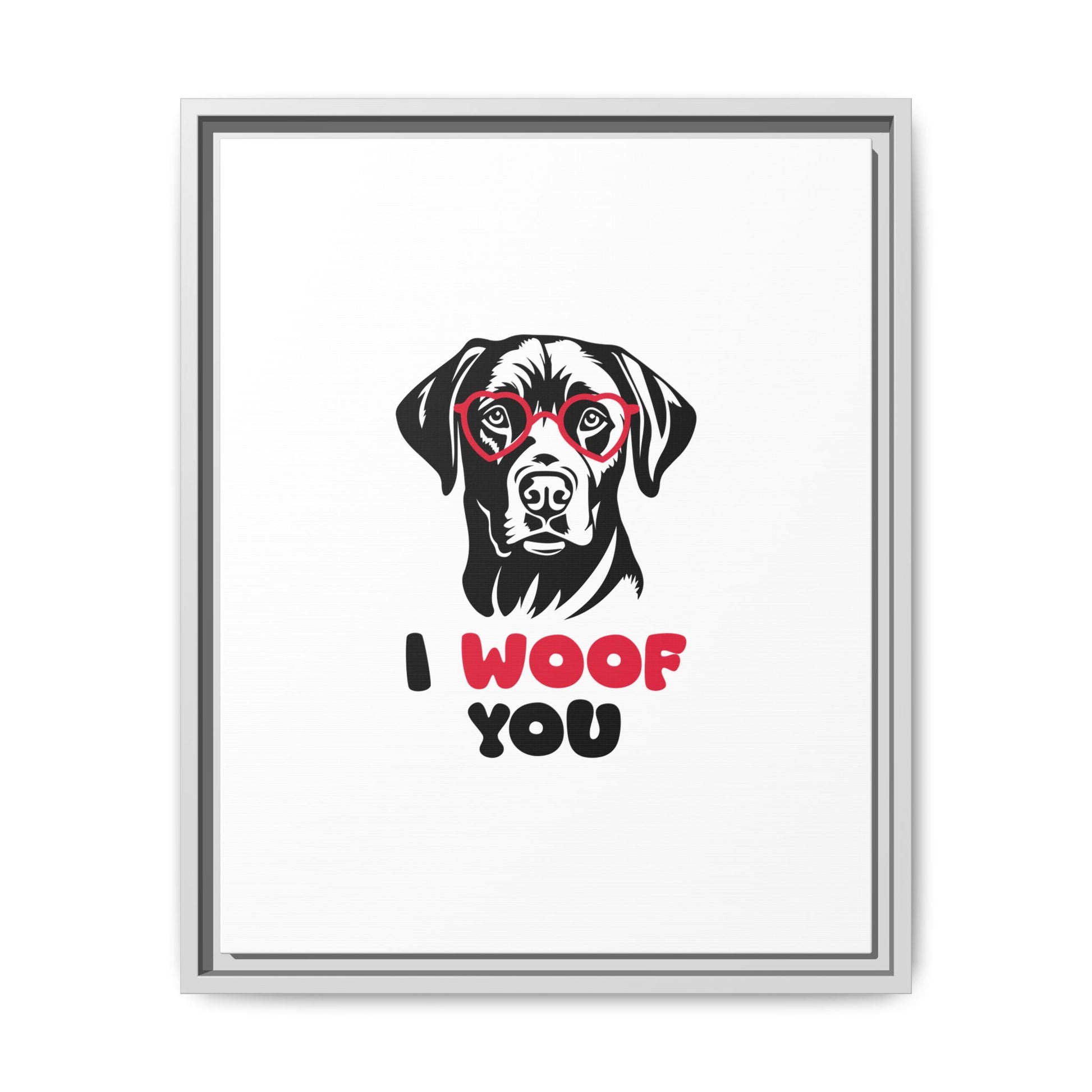 Black Lab Dog I Woof You Matte Canvas, Framed (Multi-color) - MKcreativeprints