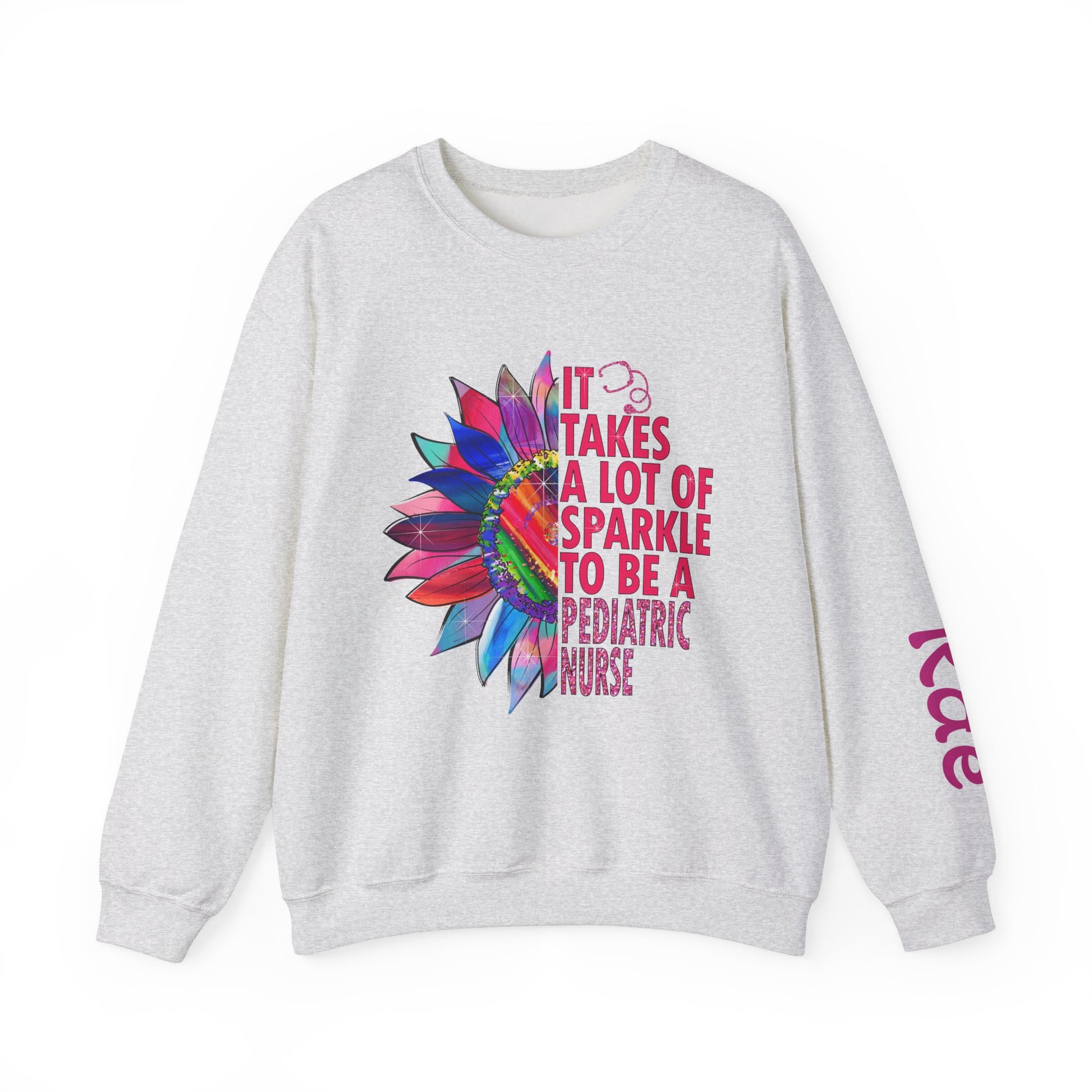 Personalized Sparkle Pediatric Nurse Sweatshirt with Custom Name - MKcreativeprints