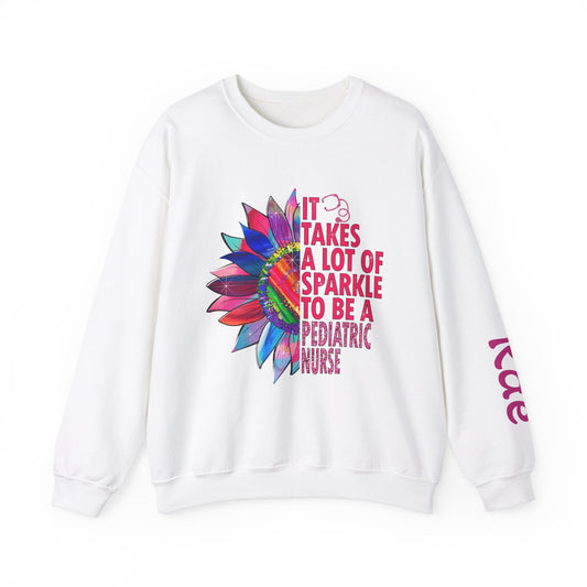Personalized Sparkle Pediatric Nurse Sweatshirt with Custom Name - MKcreativeprints