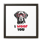 Black Lab Dog I Woof You Matte Canvas, Framed (Multi-color) - MKcreativeprints