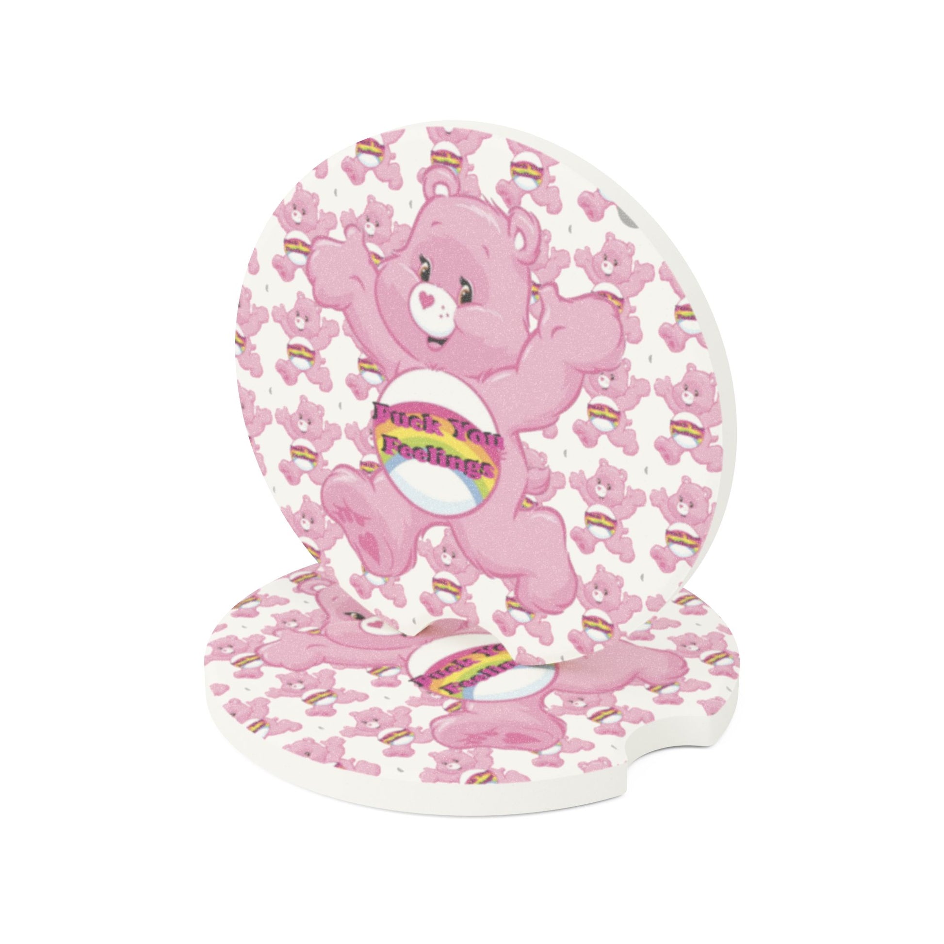 F You Feelings Curse Care Bear Soapstone Car Coaster - MKcreativeprints