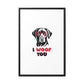 Black Lab Dog I Woof You Matte Canvas, Framed (Multi-color) - MKcreativeprints