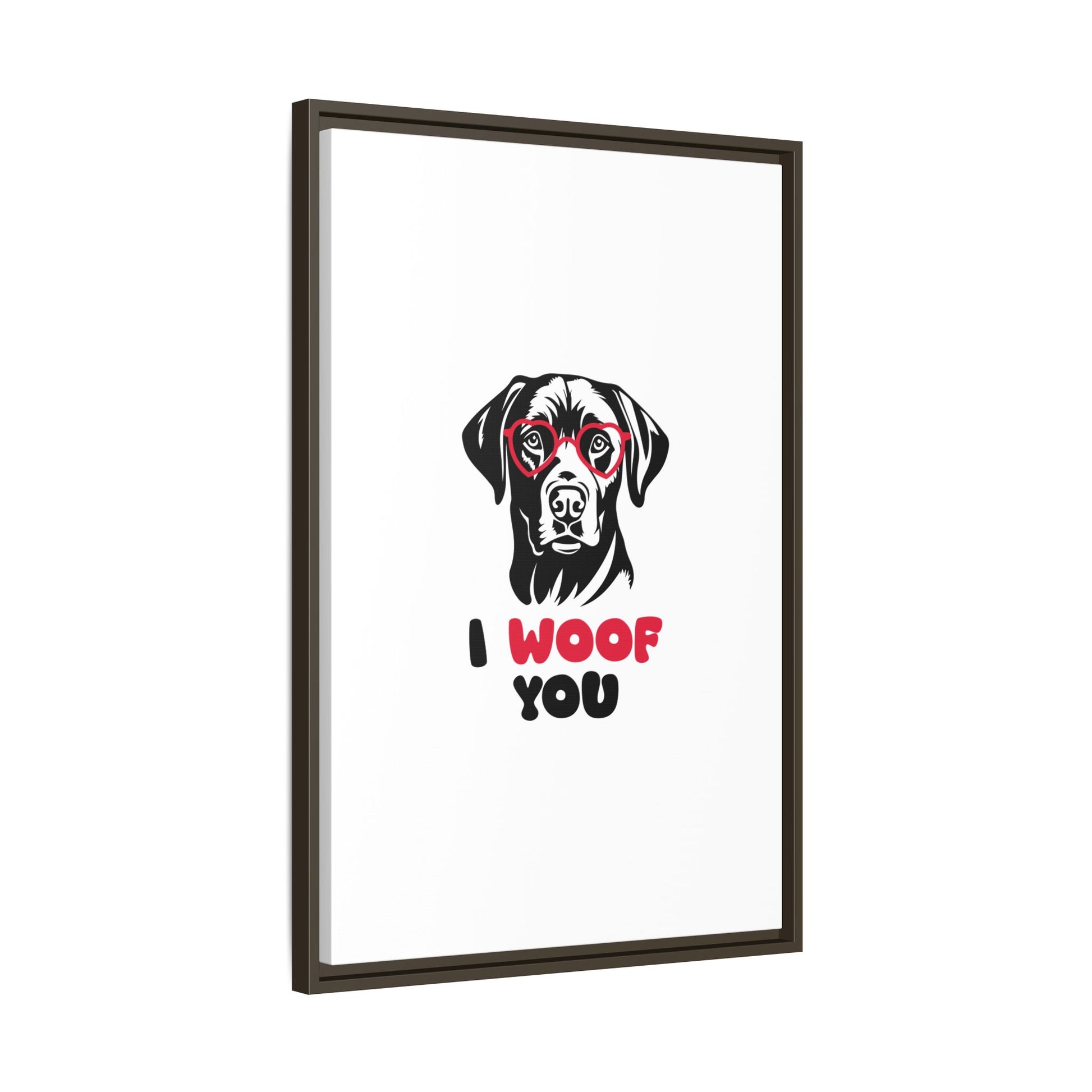 Black Lab Dog I Woof You Matte Canvas, Framed (Multi-color) - MKcreativeprints