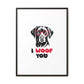 Black Lab Dog I Woof You Matte Canvas, Framed (Multi-color) - MKcreativeprints
