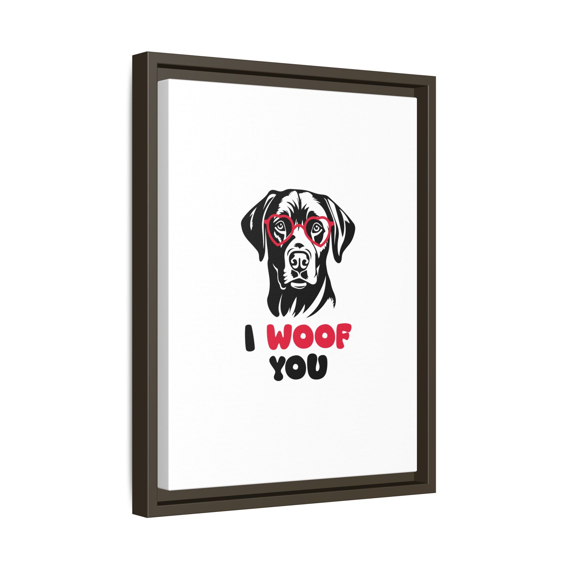 Black Lab Dog I Woof You Matte Canvas, Framed (Multi-color) - MKcreativeprints