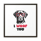 Black Lab Dog I Woof You Matte Canvas, Framed (Multi-color) - MKcreativeprints