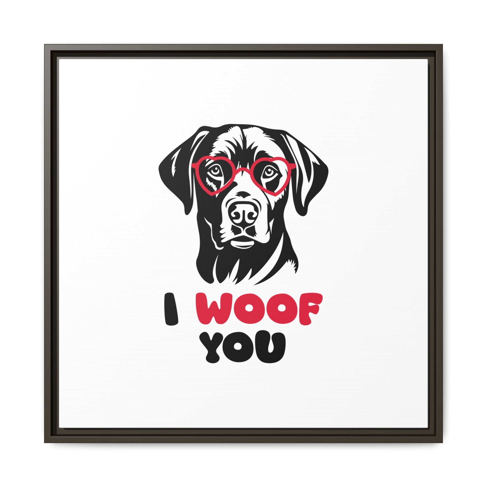 Black Lab Dog I Woof You Matte Canvas, Framed (Multi-color) - MKcreativeprints