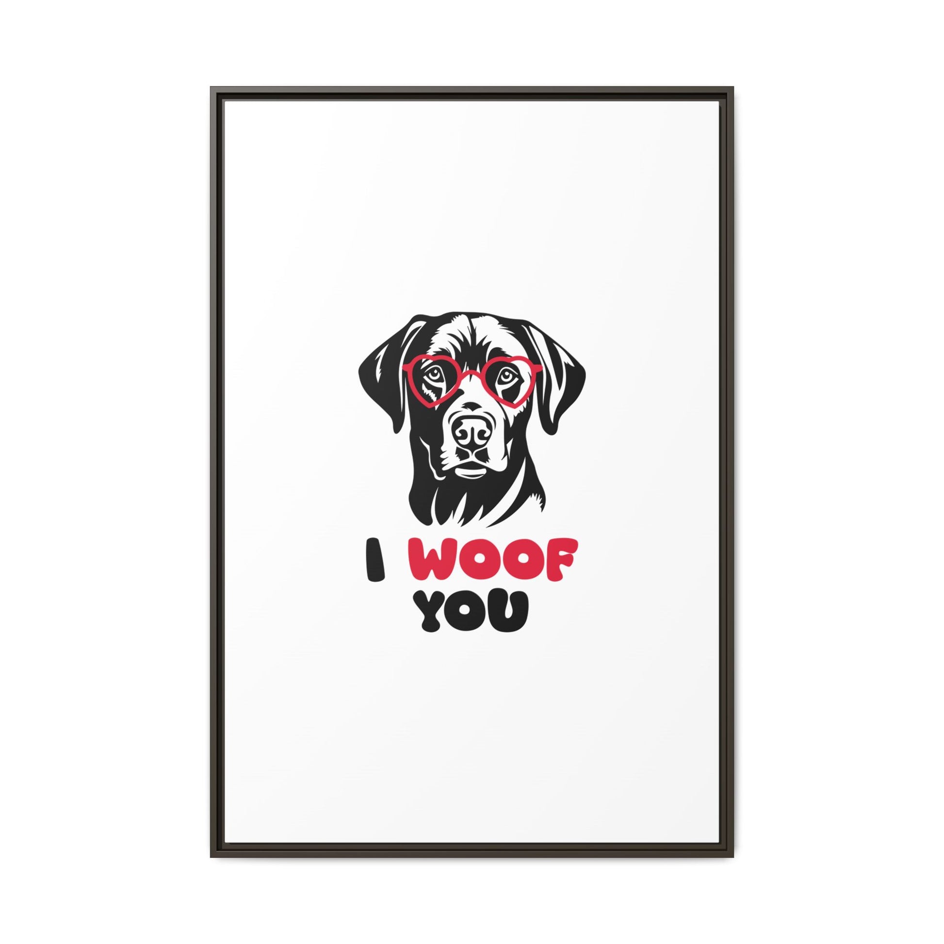 Black Lab Dog I Woof You Matte Canvas, Framed (Multi-color) - MKcreativeprints