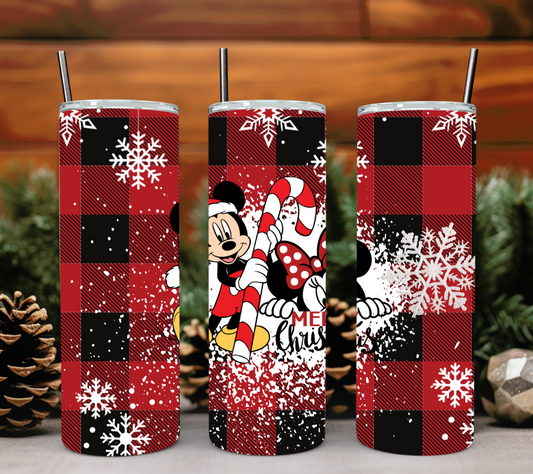 Custom 20oz & 30oz Skinny Tumbler, Mickey Mouse Merry Christmas Tumbler - MKcreativeprints