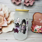 18oz Libbey Frosted Glass with rhinestone lid| Wednesday Adams - MKcreativeprints