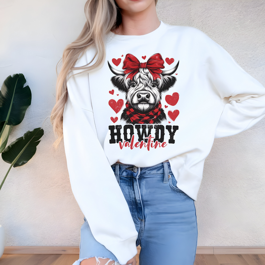 Howdy Valentine  long sleeve sweatshirt or crewneck shirt - MKcreativeprints