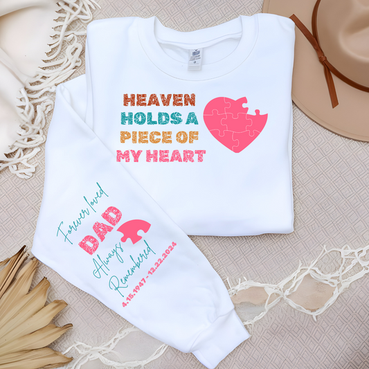 Custom personalized Heaven Holds a Piece of My Heart long sleeve sweatshirt or crewneck shirt - MKcreativeprints