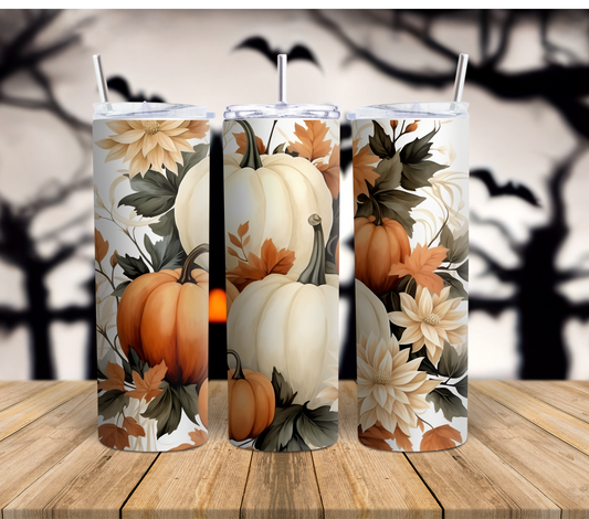 20oz Floral Pumpkin Tumbler - MKcreativeprints