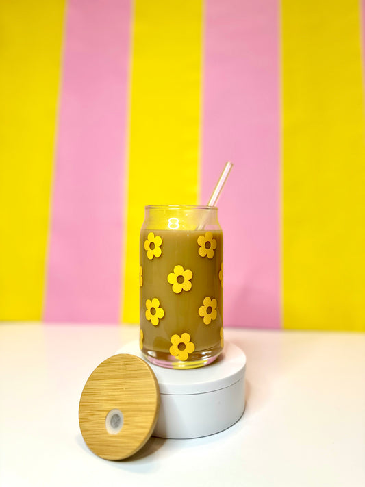Clear Glass Libbey - Yellow Flowers - MKcreativeprints