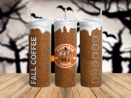 20oz Pumpkin Spice Tumbler Gold Glitter - MKcreativeprints