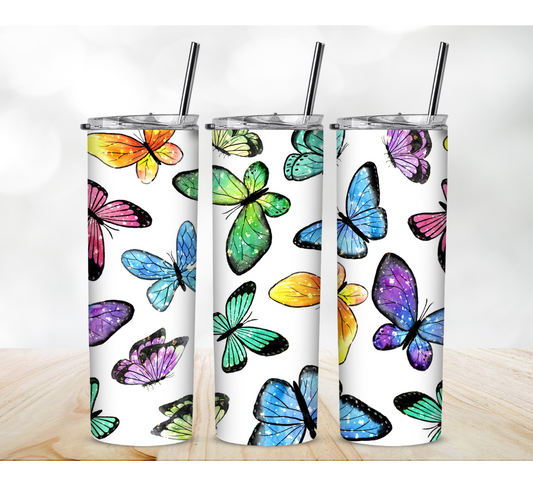 20oz Skinny Tumbler, Butterfly - MKcreativeprints